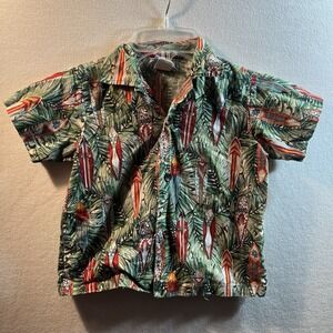 RJC Made in Hawaii 4T Toddler Surfboards Palm Tree Leaves Hawaiian Shirt